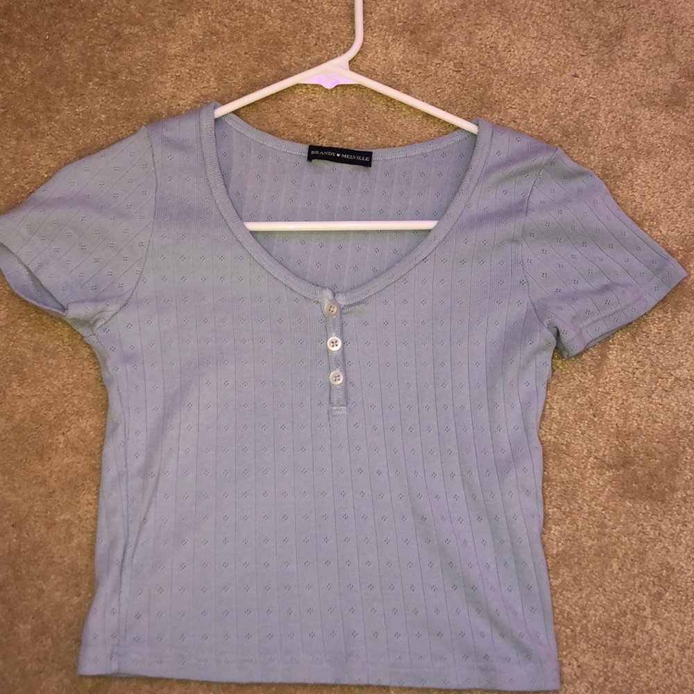 light blue brandy melville eyelet zelly top